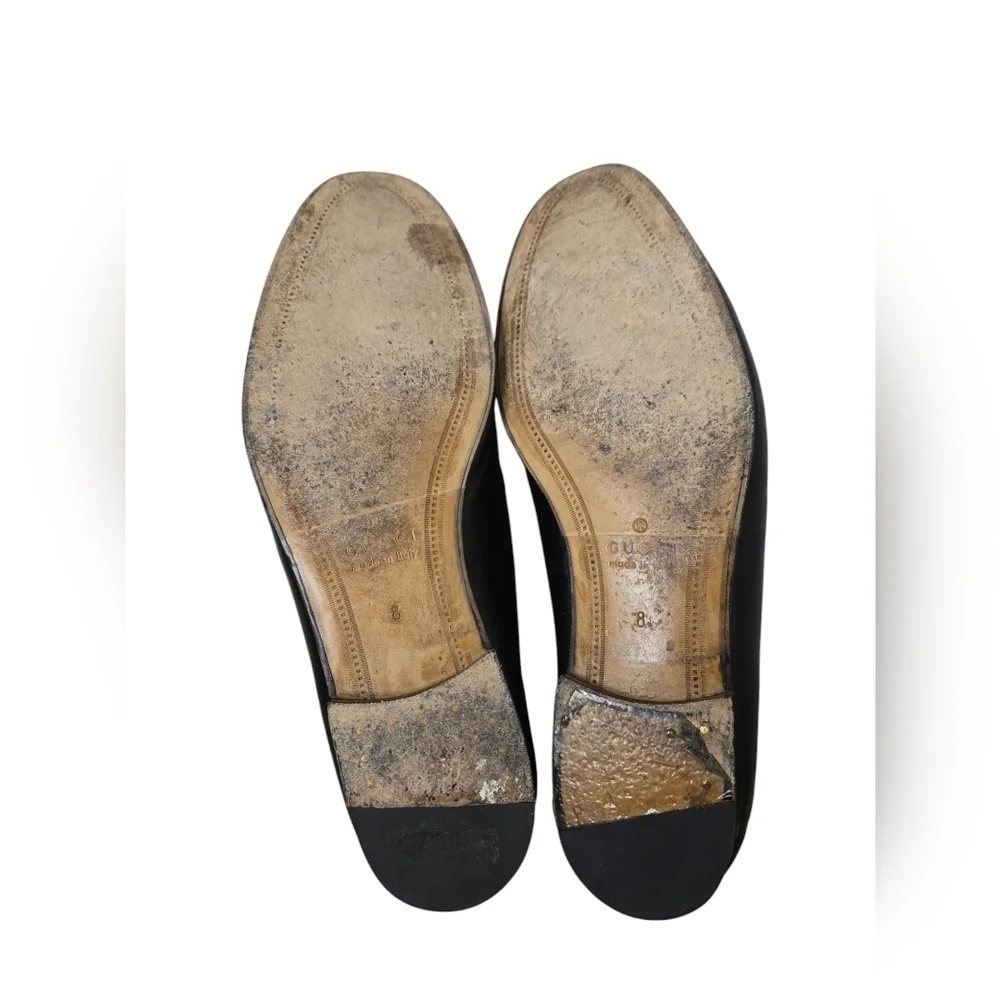 GUCCI BRIXTON Black Leather Horsebit Loafers Gucci 8 Jordaan $1000